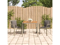 Conjunto 3 Peças Jantar P/ Jardim C/ Almofadões Vime Pe Cinza Dkd Home Decor