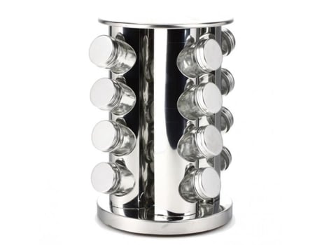 Suporte Giratório Para 16 Potes De Especiarias Em Aço Inoxidável D19x29cm Pier Import