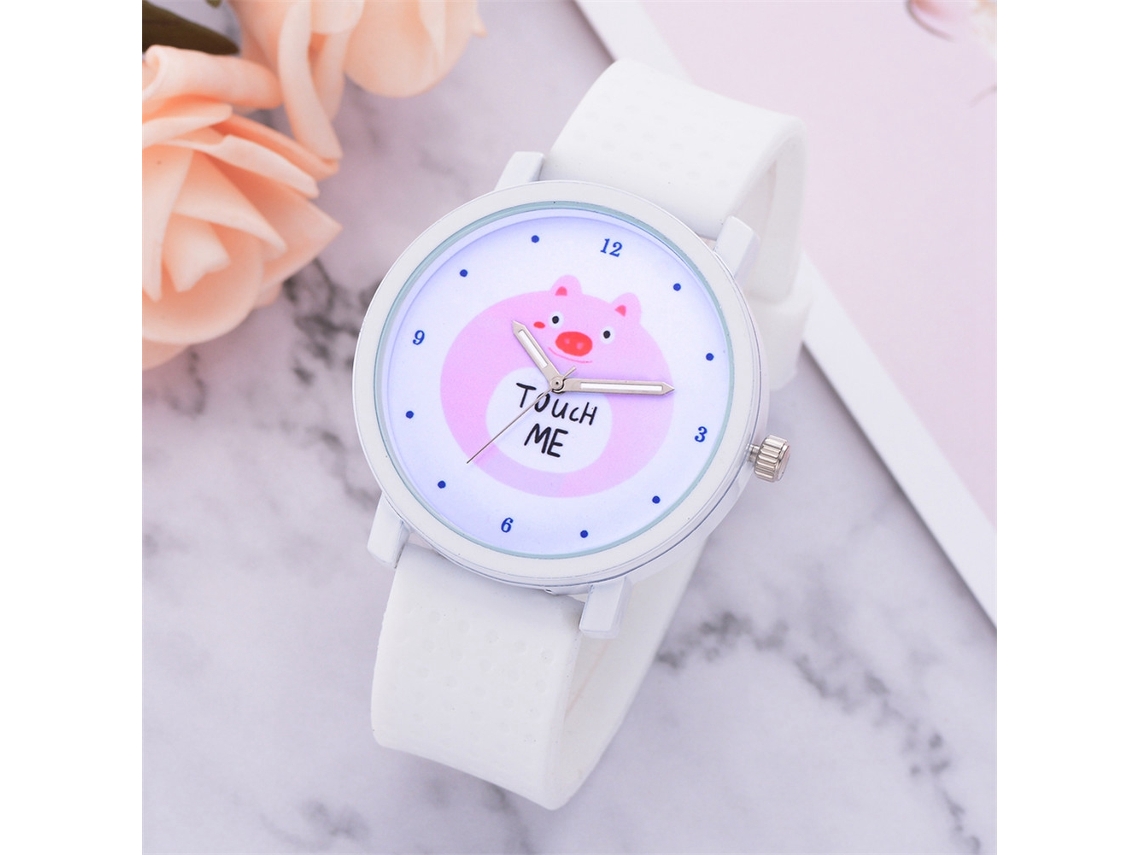 Reloj De Pulsera Para Mujer Con Dial Redondo Y Correa De Silicona Moda (rosa)