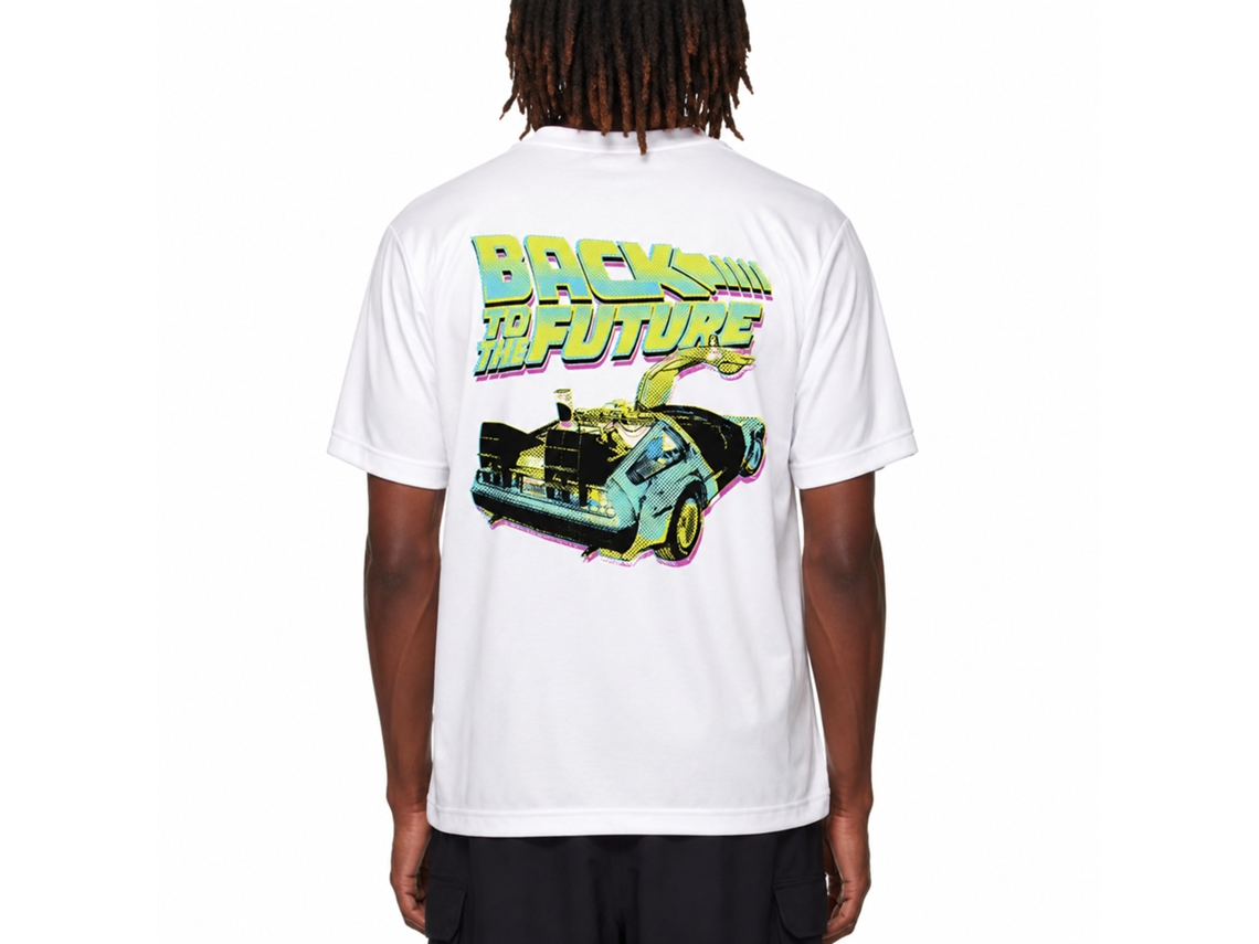 Rockinstone Back To The Future Movie Btf Neon White Adult T-shirt Size:xl