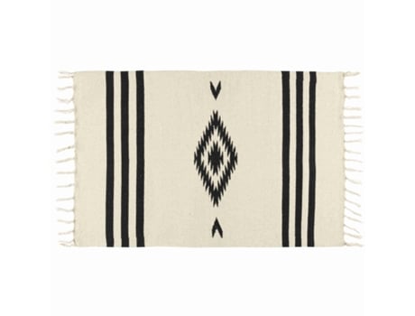 Tapete Algodão 120X180Cm Branco e Preto Kilim IMP-BL