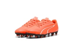 Chuteiras Puma Vitória Fg/ag Infantil, Vermelhas/pretas, Para Grama Sintética.