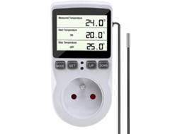 Controlador de temperatura digital, tomada programável com sonda, termostato inteligente para aquecimento e resfriamento.