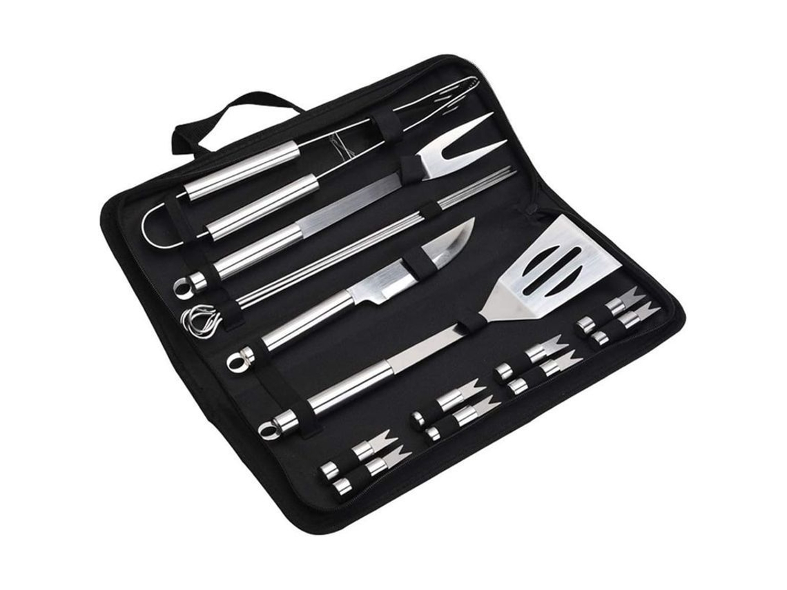 CONJUNTO de ferramentas Nova Line para churrasco 16 peças inox camping ao ar livre