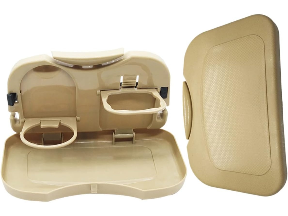 Bandeja porta-flocos de plástico para banco traseiro de carro, em duas peças.