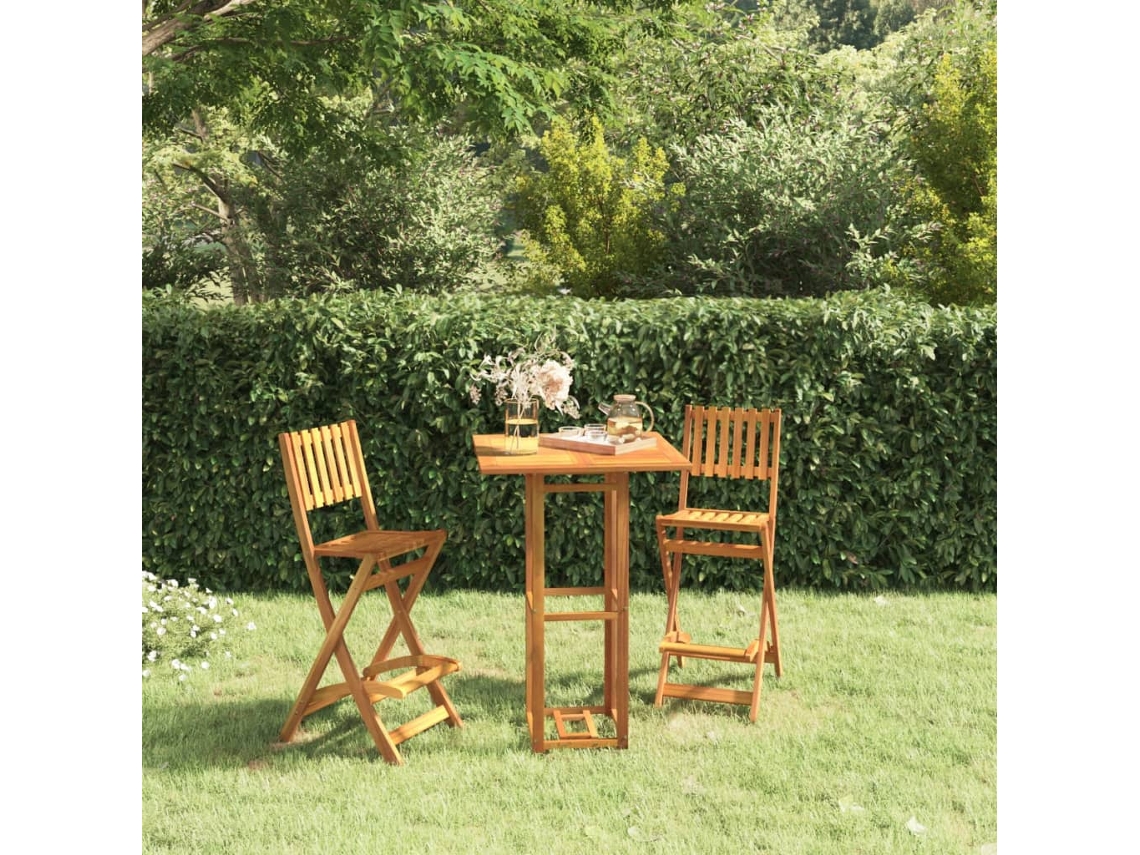 3 Pcs Conjunto De Bar Para Exterior Madeira De Acácia Maciça Dkd Home Decor