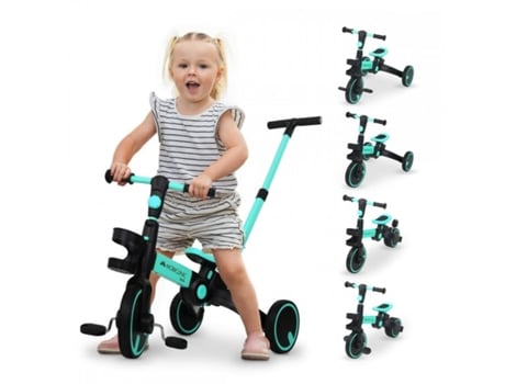 Triciclo 5 em 1 Mobiclinic Evolucionário Guiador com Assento Ajustável Máx. 25Kg Leve 1 Ano e Meio a 5 Anos Azul Chase MOBICLINIIC