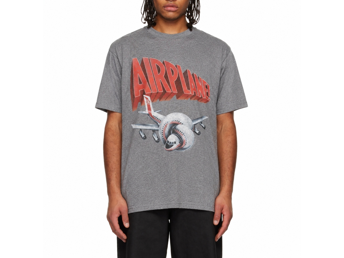 Rockinstone Airplane Movie Plane And Logo Solid Graphite Adult T-shirt Size:m
