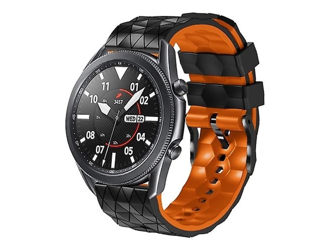Pulseira De Relógio Lurelia Para Ticwatch Pro 2021 22 Mm Padrão De Futebol Em Silicone Bicolor Preto Laranja