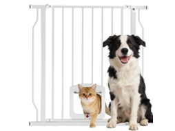Portão Segurança Extensível Cães 75-85cm C/ Dupla Trava Altura76cm, Branco