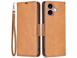 Capa Em Couro Pu À Prova De Choque Com Suporte Para Apple Iphone 16 Plus - Amarelo