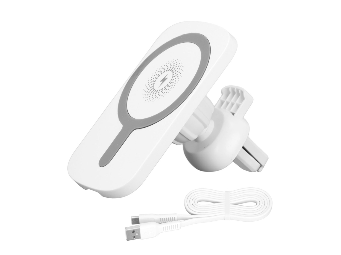 Cargador Sem Fio Magnético 15w Para Carro Iphone, Suporte De Ar, Branco