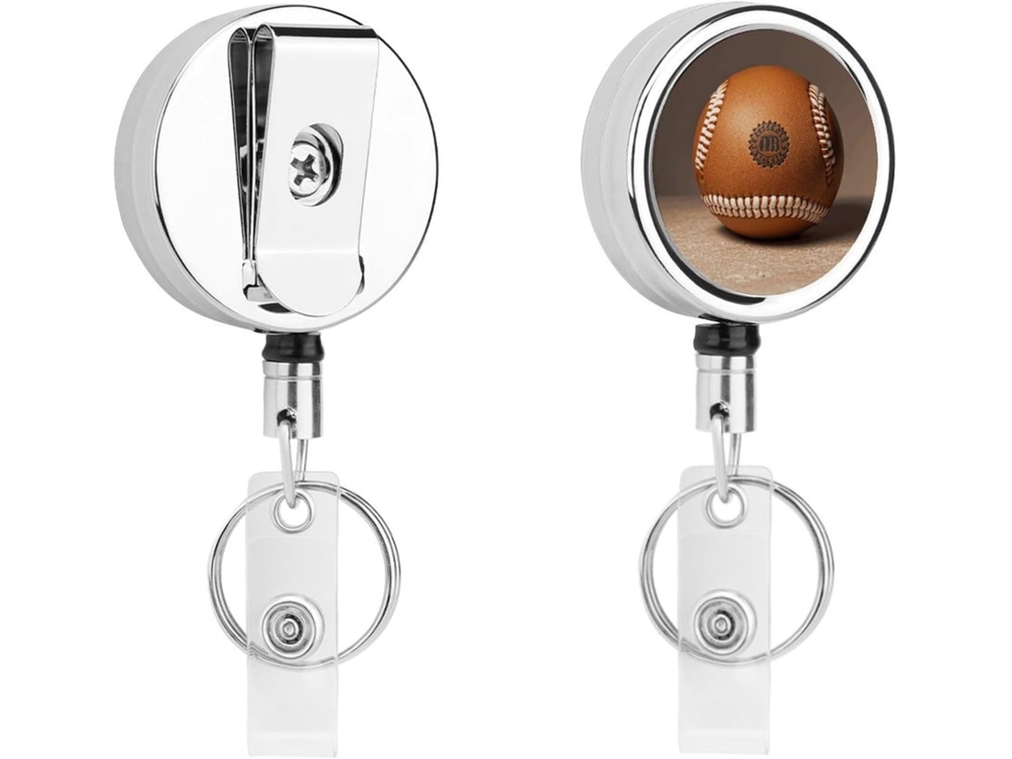 Porta Crachá Retrátil Marrom Estilo Beisebol Retrô Com Clipe Fun Enfermeiros E Chaveiro Charmoso, Porta
