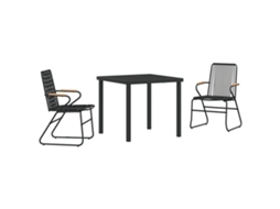 Conjunto 3 De Jantar De Jardim Vidaxl Preto Rattan Pvc