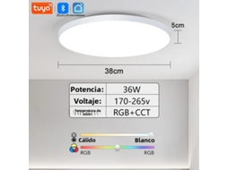 Luminária De Teto Led Inteligente (36w Branca), Equipada Com Controle Remoto Com Design Gráfico E Aplicativo, Dimerizável Rgb,