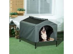 Casa C/cobert. Exterior Cama Elevada Com Almofada E Janelas De Malha 130x85x95 Cm Cinza