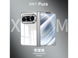 Capa Para Celular Huawei Pura X Max(prateada De Alta Definição)com Fecho Magnético Central, Revestimento Eletrodepositado E Película Integrada