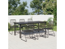 Vidaxl 7 Pcs Conjunto De Jantar Para Jardim Vime De Pvc Preto