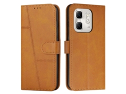 Capa De Celular Em Couro Com Textura De Bezerro E Fivela, Costurada, Para Infinix Hot 50i