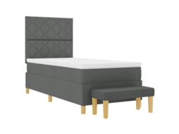 Cama Bospring Com Colchão E Banco Cinza Escuro Tecido Vidaxl Carvão Fabric (90x190 Cm)