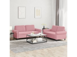 Vidaxl 2 Pcs Conjunto De Sofás Com Almofadões Veludo Rosa