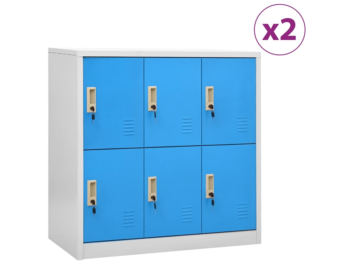 Vidaxl Cacifos 2 Pcs 90x45x92,5 Cm Aço Cinzento-claro E Azul