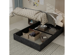 Cama 140x200 Cm Cinza Veludo Holandês Com Levamento A Gás Moderna Simples