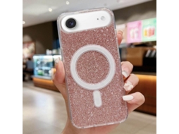 Capa Transparente Com Glitter Para Iphone Air - Acrílico - Magsafe - Rosa