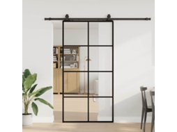 Vidaxl Porta Desliz. C/ Conj. Ferragens 102,5x205cm Vidro Esg Preto