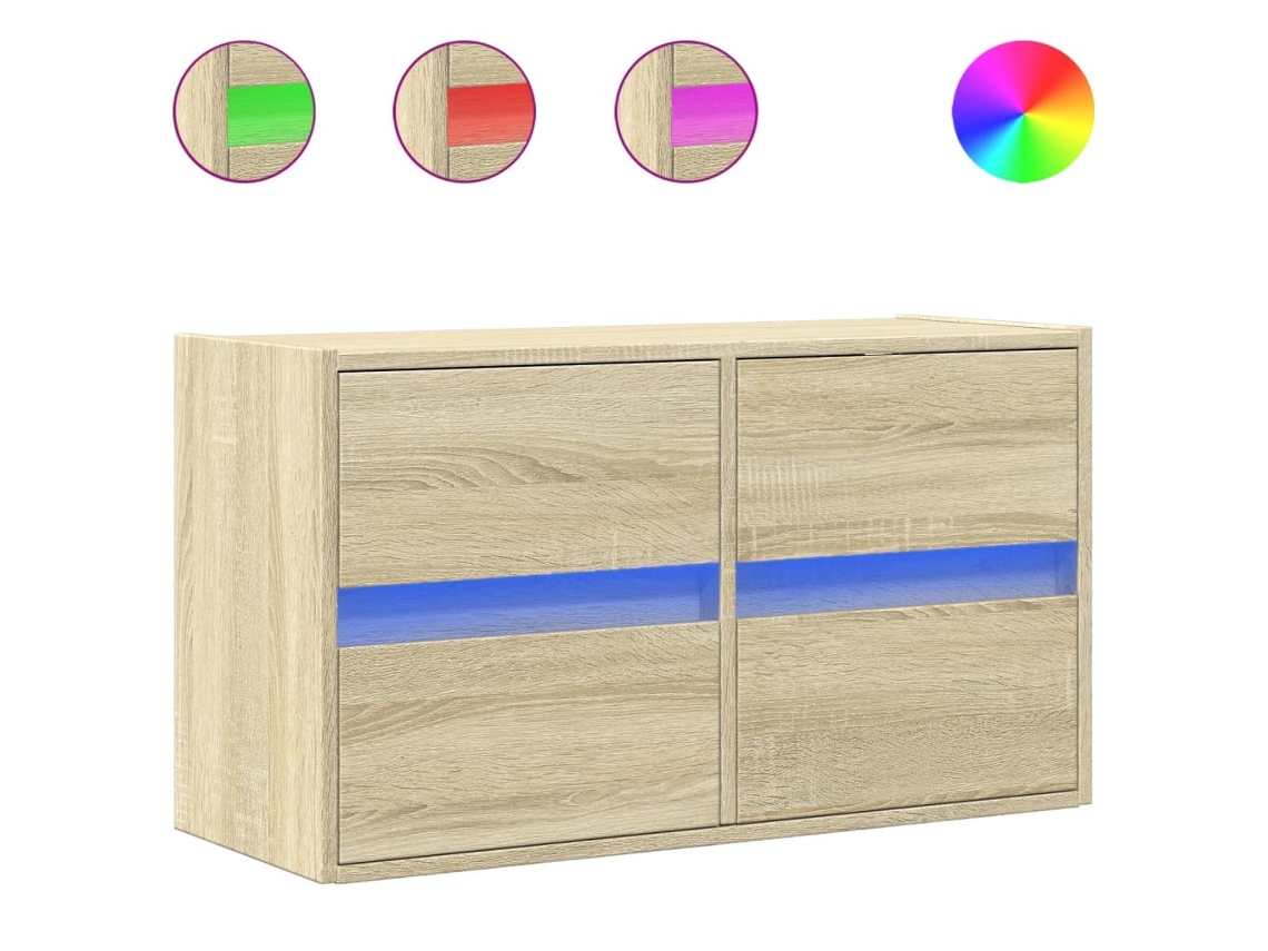 Móvel de Parede com Luzes Led Carvalho Sonoma MAISON EXCLUSIVE (80x31x45 cm)