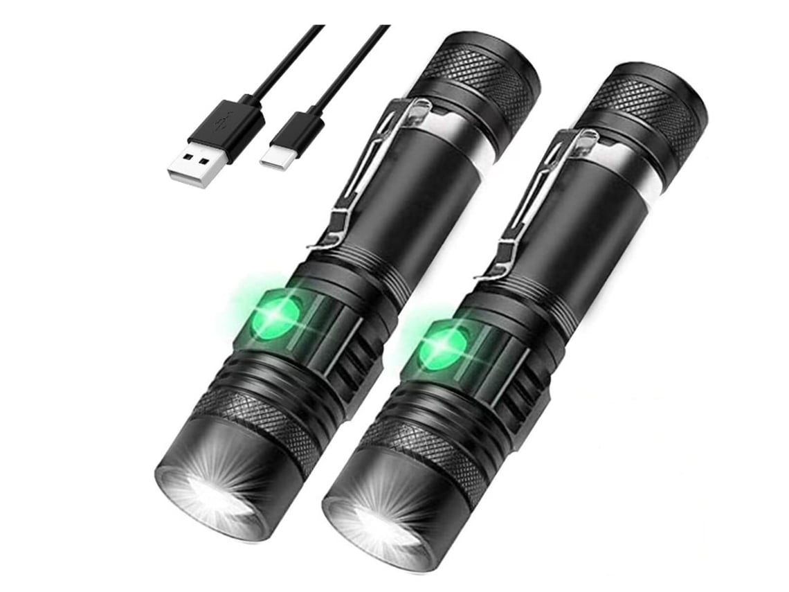 Tochas Lanterna Potente Led Tochas Recarregáveis Usb Para Acampar Pacote Com 2 Preto Yunzii