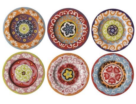 Conjunto de 6 pratos laterais para salada Rose and Tulipani Nador 20,5 cm