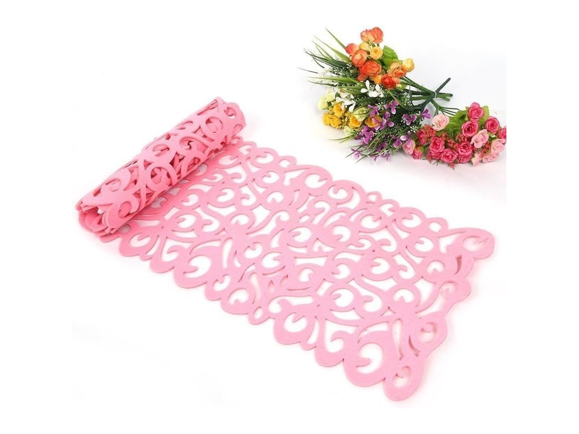 Mantel De Mesa Lavável 100x30 Cm Rosa De Feltro Ecológico Resistente Ao Calor Com Design Floral Decorativo