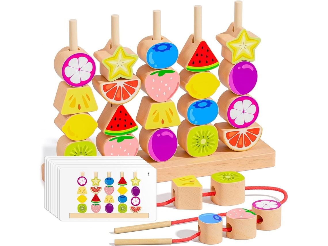 1 Conjunto De Contas Encaixe, Brinquedos Montessori Madeira Para