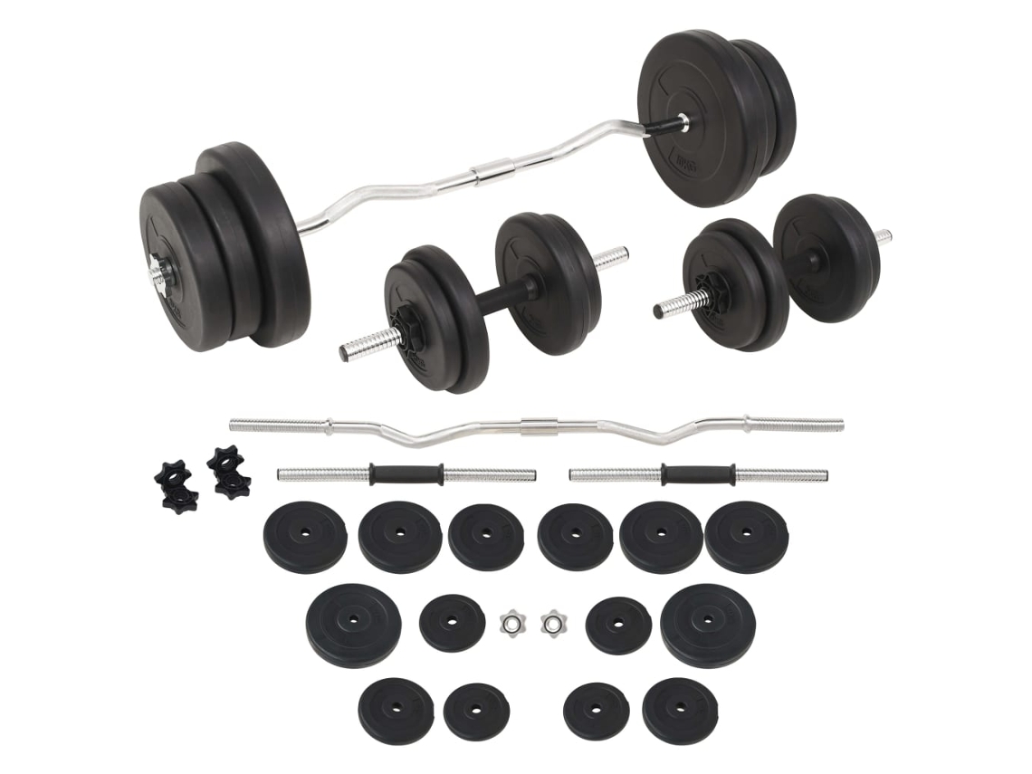Vidaxl Conjunto De Barras E Halteres 60 Kg