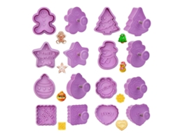Ronjoe-conjunto De 8 Moldes De Biscoito De Natal Plástico Para Festas Com Ejetor - Roxo