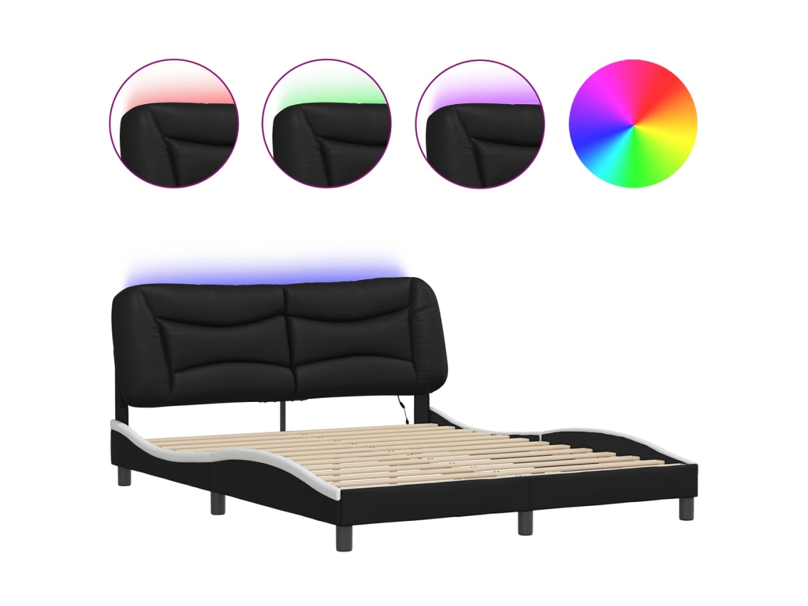 Bed Frame, Bed Frames Vidaxl Preto Couro Artificial (160 X 200 Cm)