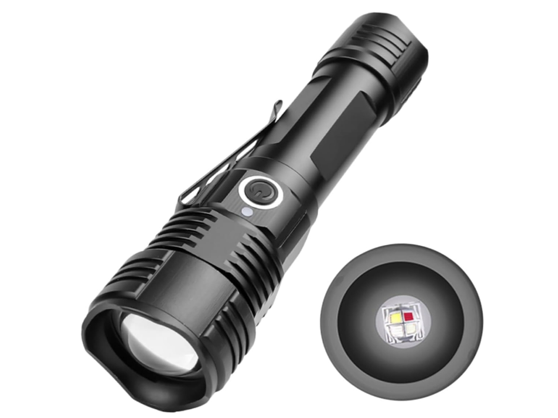 Lanterna Led Recarregável 1pc Lanterna Led Lanterna Flash Lanterna Led Luz Ajustável 5 Modos Tocha Lanterna Elétrica Portátil Yizhood (preta)