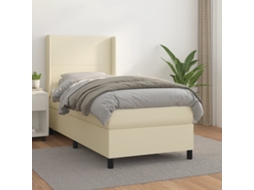 Vidaxl Cama Com Molas/colchão 80x200 Cm Couro Artificial Cor Creme