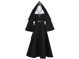 Lurelia Disfarce Freira Fantasma Halloween Cosplay Horrorizada Preta Xxxl