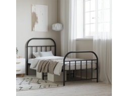Cama De Solteirocama De Adultoestrutura De Cama Com Cabeceira E Pés 90x190 Cm Metal Preto Wsd10742
