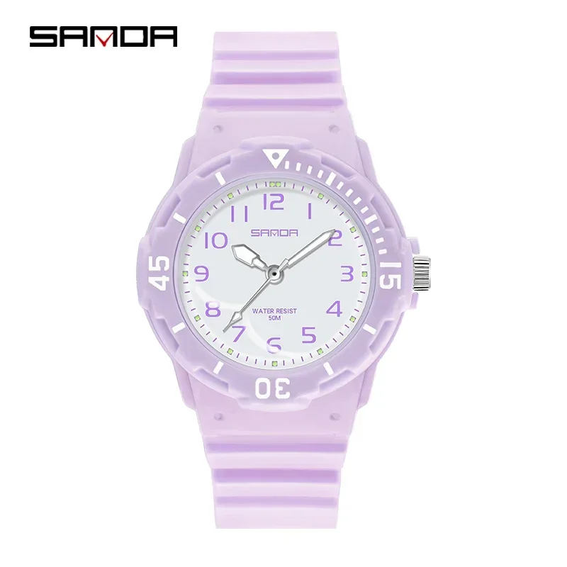 Relógio Feminino MDUG resistente à água até 50 metros, pulseira de Tpu, roxo
