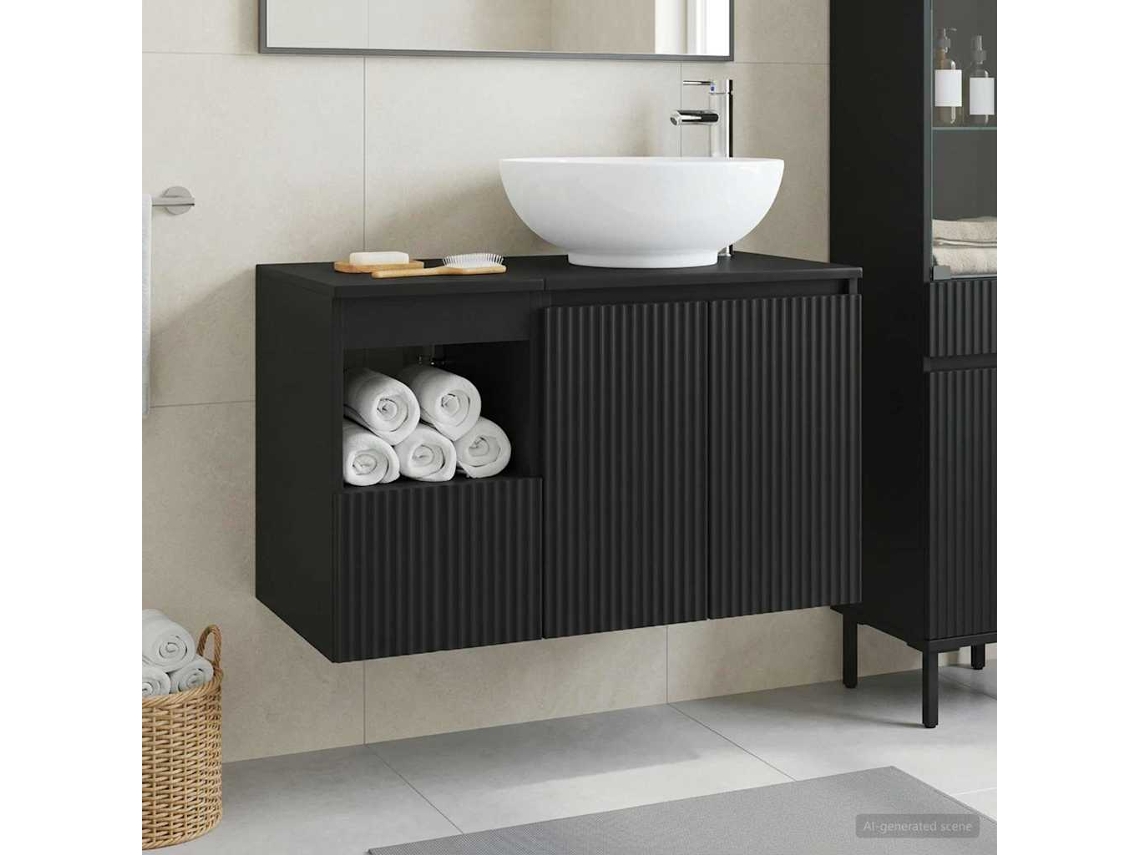 Vidaxl Conjunto De Móveis Para Banheiro 2 Unid. Preto