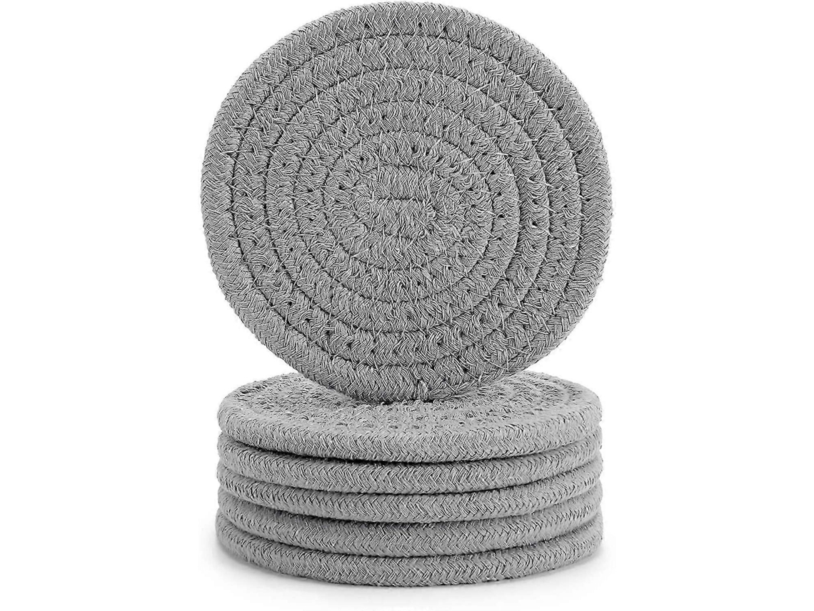 6 Porta-copos Artesanais Trançados, 4,3 Polegadas, 100% Algodão, Absorventes E Resistentes Ao Calor