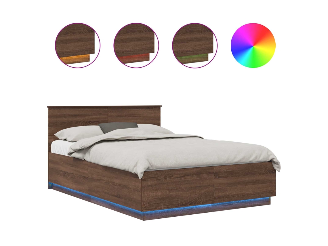 Estrutura de Cama com Cabeceira Carvalho Marrom 150x200cm MAISON EXCLUSIVE