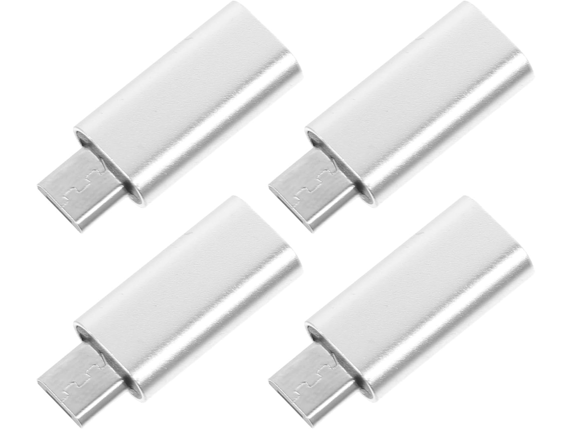 Adaptador Usb-c Para Micro Usb, Macho/fêmea, Pacote Com 4 Unidades, Prata