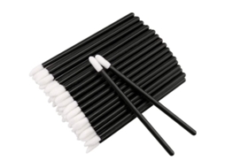 100 Pincéis de Lábios Descartáveis, Aplicadores de Batom e Gloss, Ferramenta de Maquiagem Perfeita, Preto