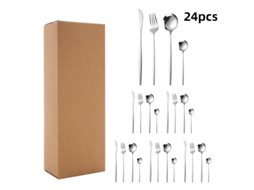 Conjunto De Talheres De Aço Inoxidável (24 Peças - Prata) (facas, Garfos, Colheres)