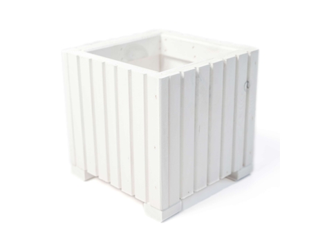 Caixa de flores em madeira Vaso de flores 25 x 25 x 25cm vaso de ervas Pote com inserto plástico Impregnado Branco BOGATECO
