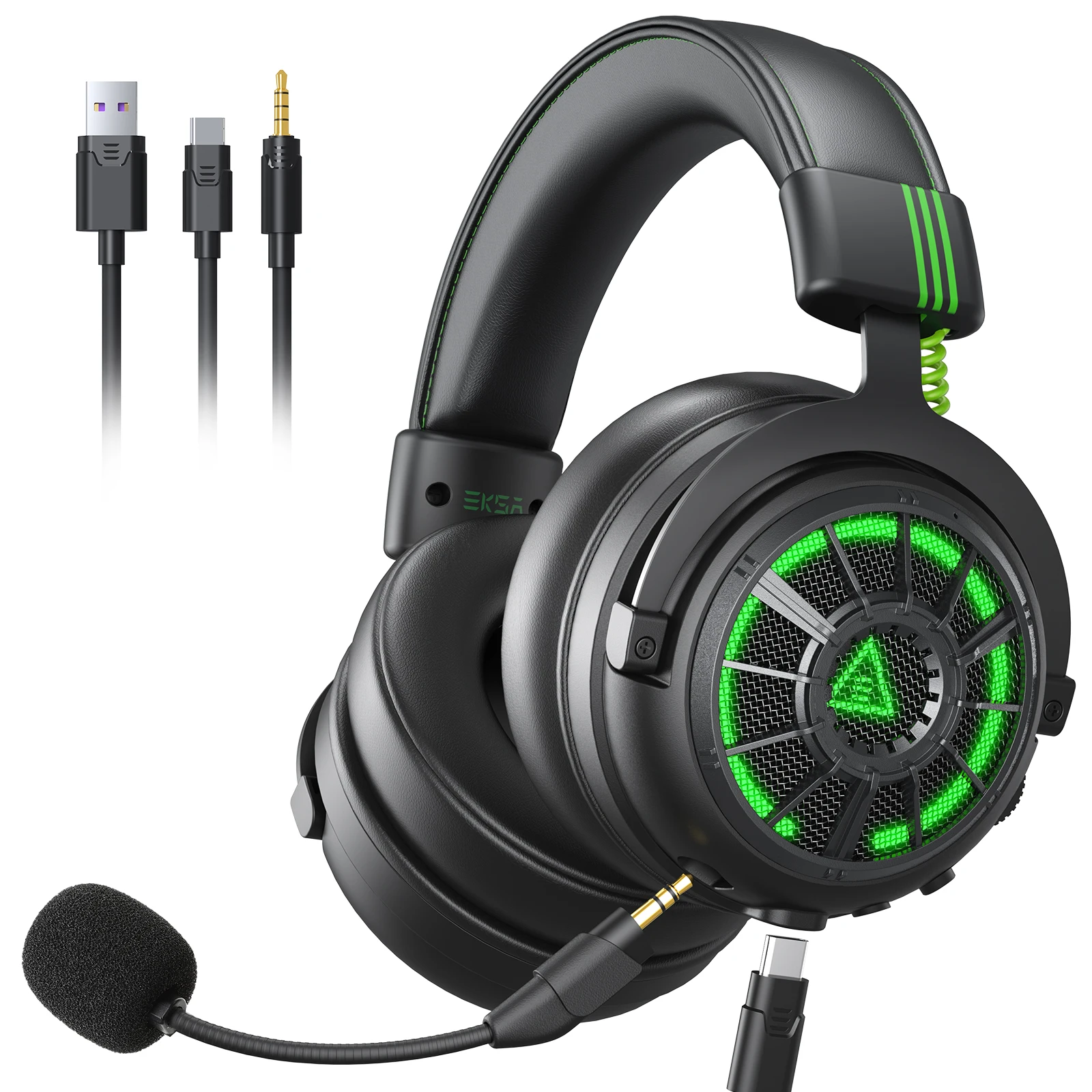 (preto) Fone De Ouvido Gamer Com Fio, Som Surround 7.1, Para Pc, Com Microfone Enc.